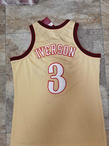 ALLEN IVERSON PHILADELPHIA 76ERS GOLD THROWBACK JERSEY - Prime Reps