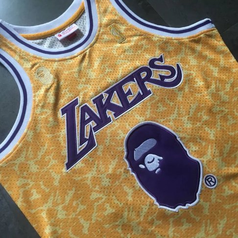 Bape cheap lakers shirt