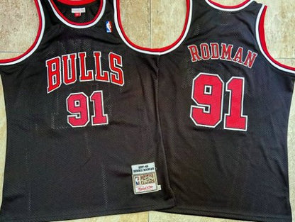 DENNIS RODMAN CHICAGO BULLS BLACK THROWBACK JERSEY - Prime Reps