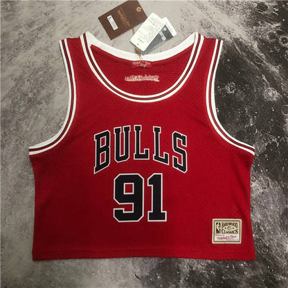 DENNIS RODMAN CHICAGO BULLS WOMEN'S CROP TOP THROWBACK JERSEY - Prime Reps