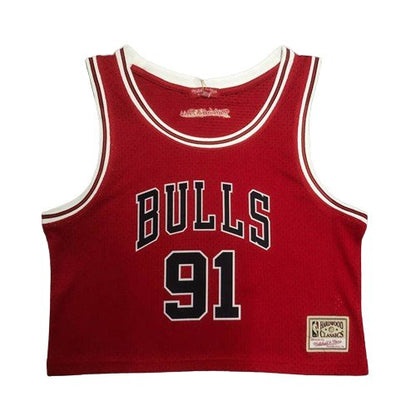 DENNIS RODMAN CHICAGO BULLS WOMEN'S CROP TOP THROWBACK JERSEY - Prime Reps