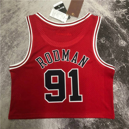 DENNIS RODMAN CHICAGO BULLS WOMEN'S CROP TOP THROWBACK JERSEY - Prime Reps