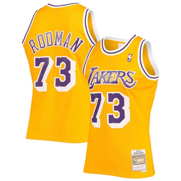 DENNIS RODMAN LOS ANGELES LAKERS THROWBACK JERSEY (HEAT APPLIED) - Prime Reps