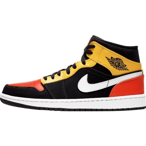 JORDAN 1 MID x BLACK AMARILLO ORANGE