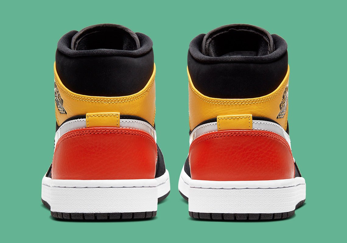 JORDAN 1 MID x BLACK AMARILLO ORANGE