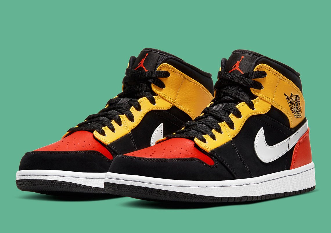 JORDAN 1 MID x BLACK AMARILLO ORANGE