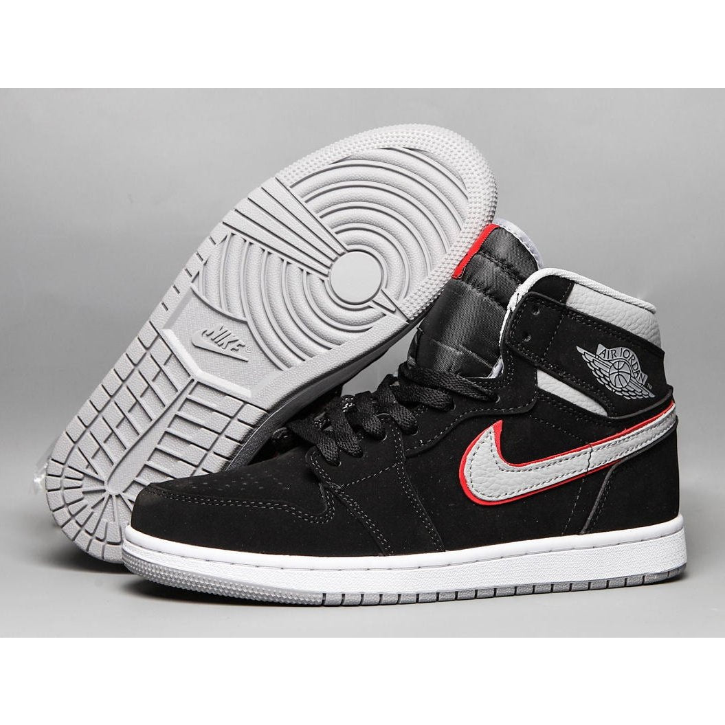 JORDAN 1 MID x BLACK PARTICLE GREY GYM RED