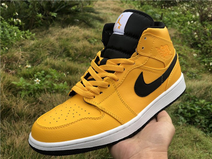 Jordan 1 mid shop black university gold