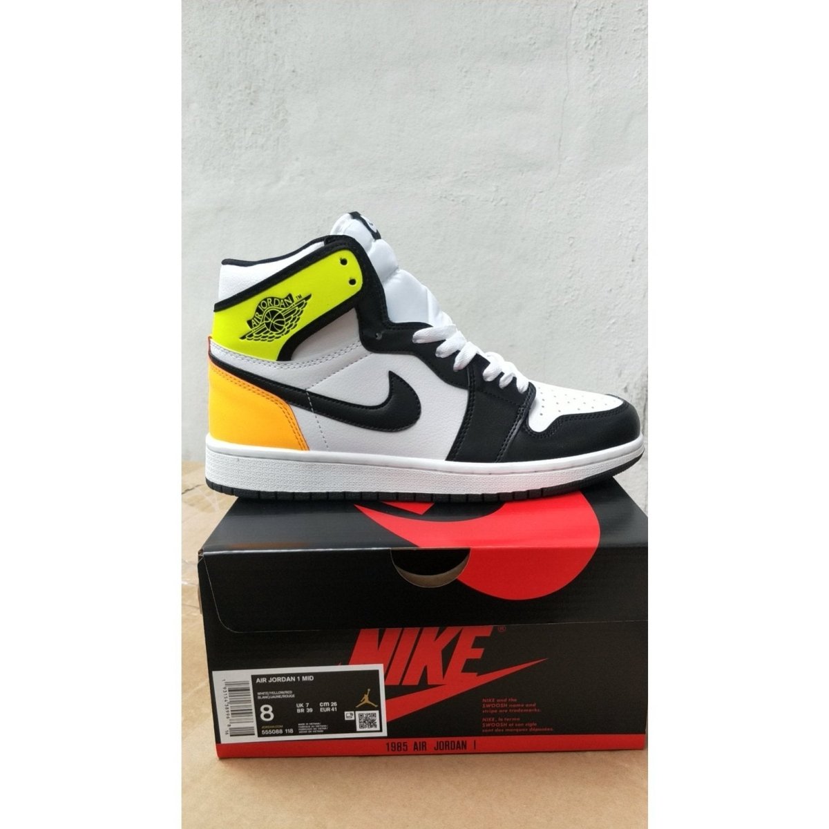 Nike air jordan 1 retro mid black yellow swoosh online