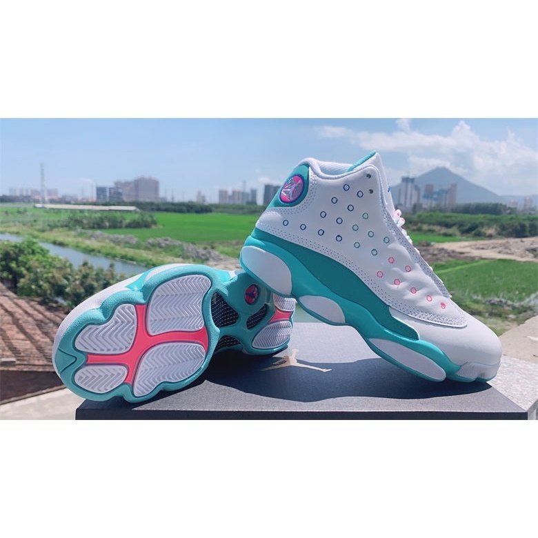 JORDAN 13 RETRO x WHITE SOAR GREEN PINK Prime Reps