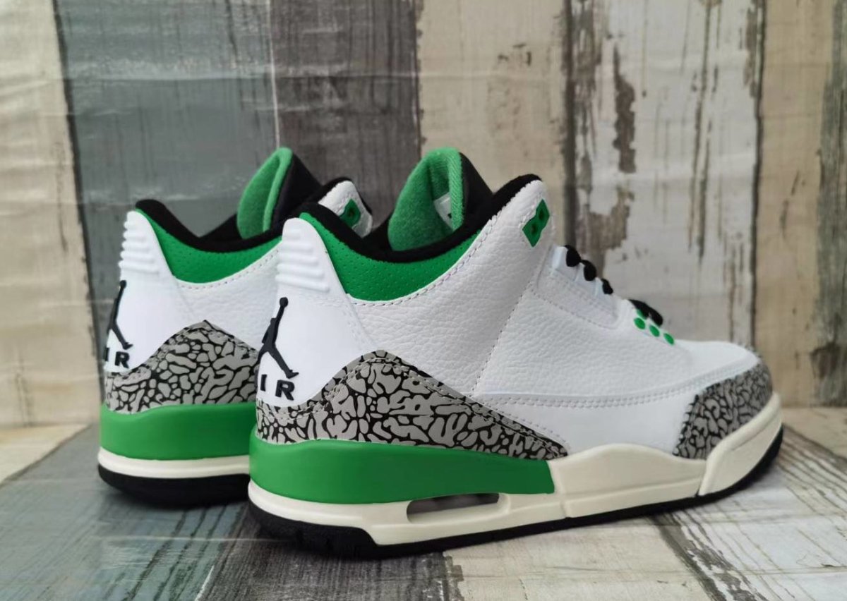 Jordan 3 shop green and grey