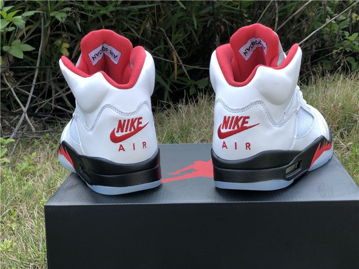 Air jordan 5 sale white and red