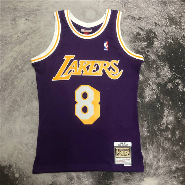 KOBE BRYANT #8 LOS ANGELES LAKERS PURPLE THROWBACK JERSEY (HEAT APPLIED) - Prime Reps