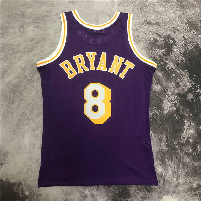 KOBE BRYANT #8 LOS ANGELES LAKERS PURPLE THROWBACK JERSEY (HEAT APPLIED) - Prime Reps
