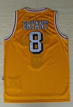 KOBE BRYANT #8 LOS ANGELES LAKERS YELLOW THROWBACK JERSEY - Prime Reps