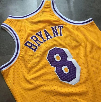 KOBE BRYANT #8 LOS ANGELES LAKERS YELLOW THROWBACK ROOKIE JERSEY - Prime Reps