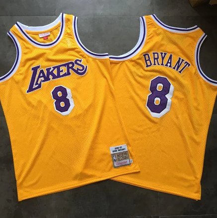 KOBE BRYANT #8 LOS ANGELES LAKERS YELLOW THROWBACK ROOKIE JERSEY