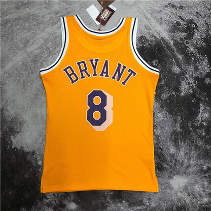 KOBE BRYANT #8 LOS ANGELES LAKERS YELLOW THROWBACK ROOKIE JERSEY (HEAT APPLIED) - Prime Reps