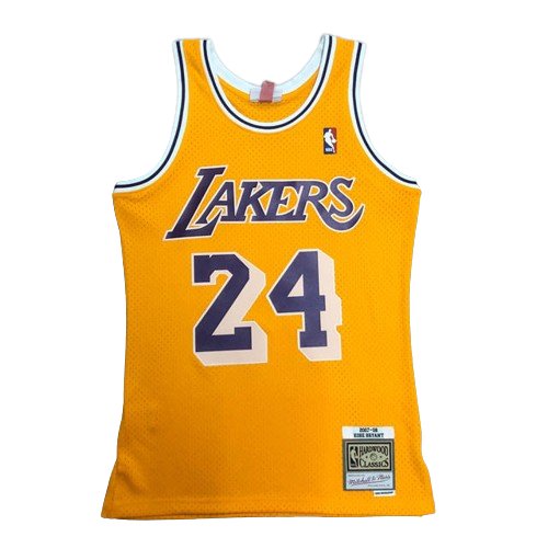 KOBE BRYANT LOS ANGELES LAKERS #24 YELLOW THROWBACK JERSEY (HEAT APPLIED) - Prime Reps