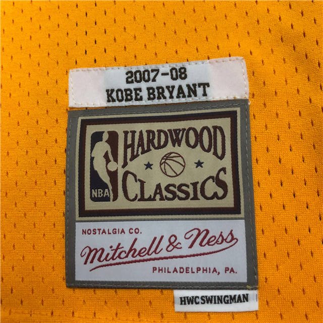KOBE BRYANT LOS ANGELES LAKERS #24 YELLOW THROWBACK JERSEY (HEAT APPLIED) - Prime Reps