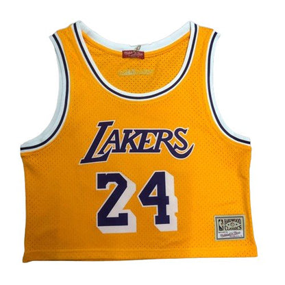KOBE BRYANT LOS ANGELES LAKERS WOMEN'S CROP TOP THROWBACK JERSEY - Prime Reps