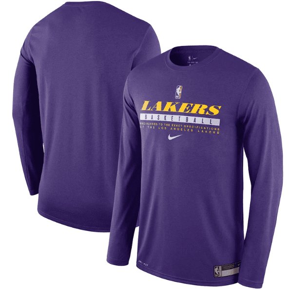 LOS ANGELES LAKERS PRACTICE LONG SLEEVE - Prime RepsLos Angeles Lakers, Practice, Long Sleeve, Fan Gear, Team Logo, Comfortable, Durable, Classic Fit, Machine Washable, Team Spirit.