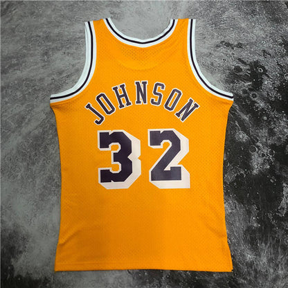 MAGIC JOHNSON LOS ANGELES LAKERS THROWBACK JERSEY (HEAT APPLIED) - Prime Reps