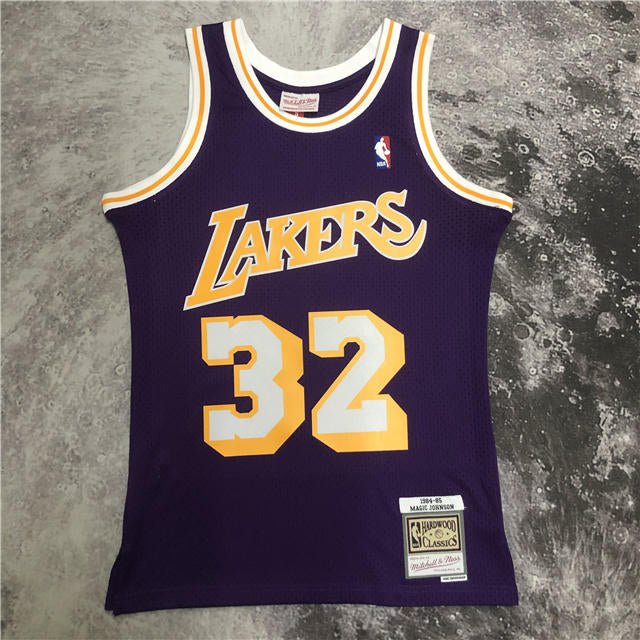 MAGIC JOHNSON LOS ANGELES LAKERS THROWBACK JERSEY (HEAT APPLIED) - Prime Reps