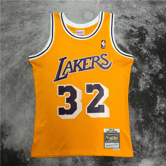 MAGIC JOHNSON LOS ANGELES LAKERS THROWBACK JERSEY (HEAT APPLIED) - Prime Reps