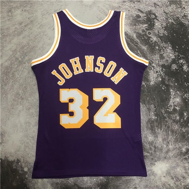 MAGIC JOHNSON LOS ANGELES LAKERS THROWBACK JERSEY (HEAT APPLIED) - Prime Reps