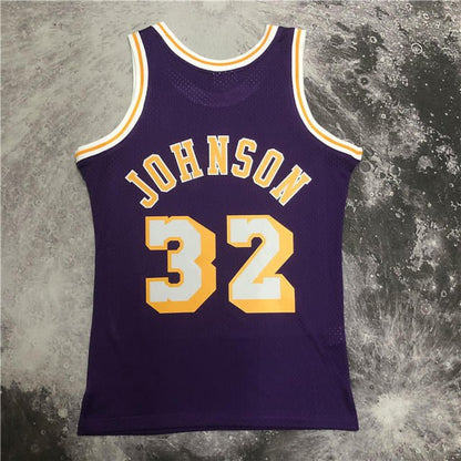 MAGIC JOHNSON LOS ANGELES LAKERS THROWBACK JERSEY (HEAT APPLIED) - Prime Reps