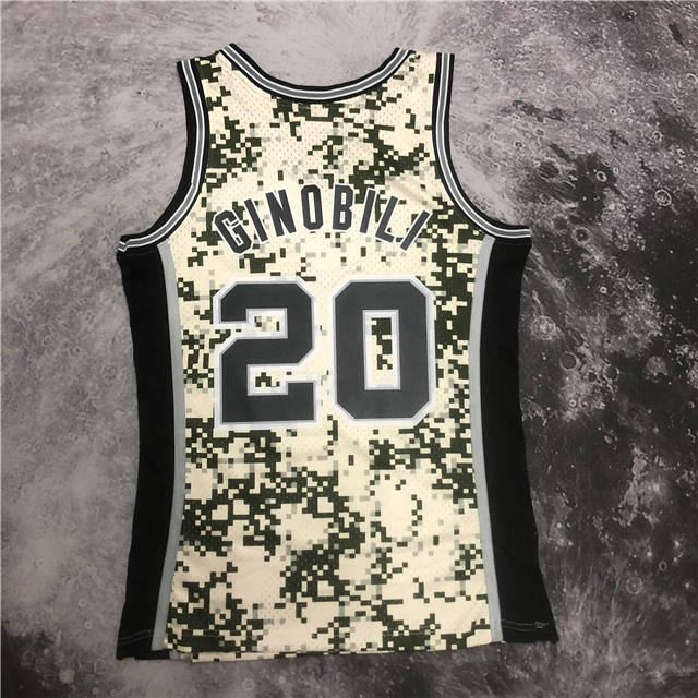 MANU GINOBILI SAN ANTONIO SPURS CAMO THROWBACK JERSEY (HEAT APPLIED) - Prime Reps