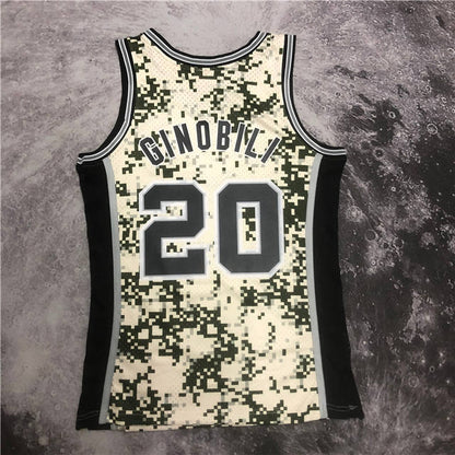 MANU GINOBILI SAN ANTONIO SPURS CAMO THROWBACK JERSEY (HEAT APPLIED) - Prime Reps