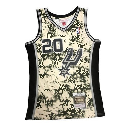 MANU GINOBILI SAN ANTONIO SPURS CAMO THROWBACK JERSEY (HEAT APPLIED) - Prime Reps