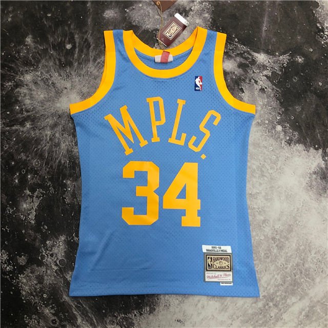 SHAQUILLE O'NEAL LOS ANGELES LAKERS "MPLS" THROWBACK JERSEY (HEAT APPLIED) - Prime Reps