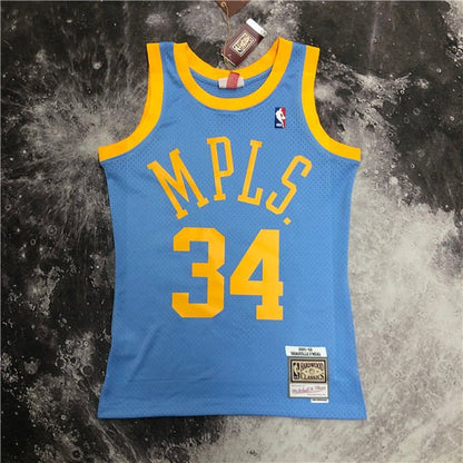 SHAQUILLE O'NEAL LOS ANGELES LAKERS "MPLS" THROWBACK JERSEY (HEAT APPLIED) - Prime Reps