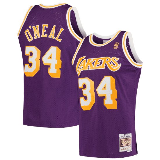 SHAQUILLE O'NEAL LOS ANGELES LAKERS THROWBACK JERSEY (HEAT APPLIED) - Prime Reps