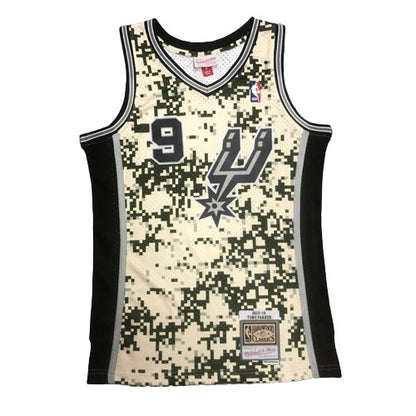 TONY PARKER SAN ANTONIO SPURS CAMO THROWBACK JERSEY (HEAT APPLIED) - Prime Reps