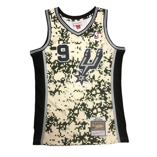 TONY PARKER SAN ANTONIO SPURS CAMO THROWBACK JERSEY (HEAT APPLIED) - Prime Reps