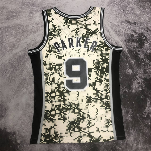 TONY PARKER SAN ANTONIO SPURS CAMO THROWBACK JERSEY (HEAT APPLIED) - Prime Reps